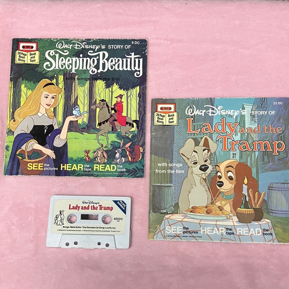 Disney Lady and the Tramp & Sleeping Beauty Tape Story Songs See Hear Read Books